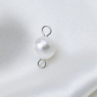 Silver Glass Pearl Connector Charm