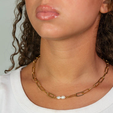 Gold Double Freshwater Pearl Connector Charm