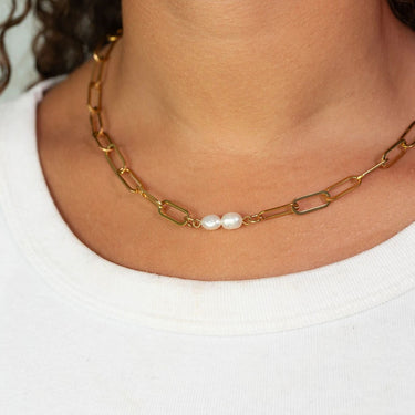 Gold Double Freshwater Pearl Connector Charm