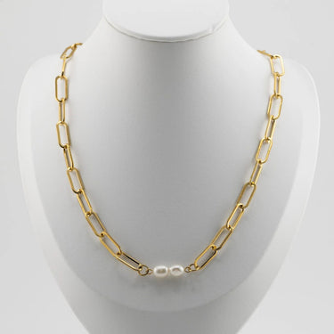 Gold Double Freshwater Pearl Connector Charm