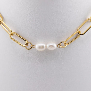 Gold Double Freshwater Pearl Connector Charm