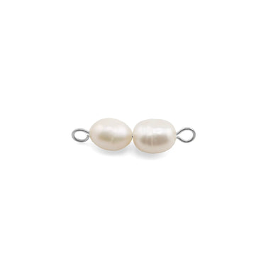 Silver Double Freshwater Pearl Connector Charm