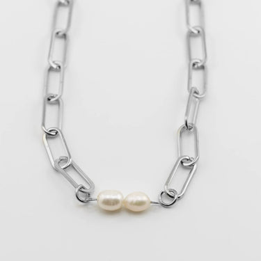 Silver Double Freshwater Pearl Connector Charm