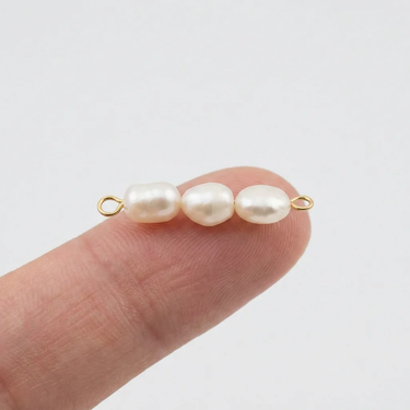 Gold Triple Freshwater Pearl Connector Charm- Scale