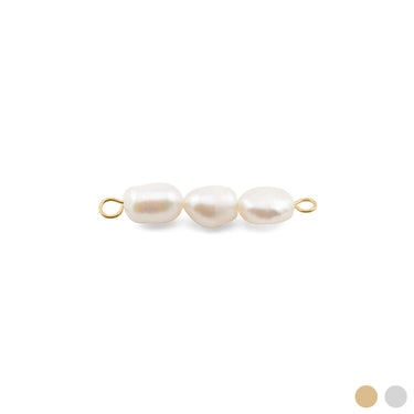 Gold Triple Freshwater Pearl Connector Charm