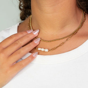 Gold Triple Freshwater Pearl Connector Charm