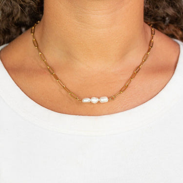 Gold Triple Freshwater Pearl Connector Charm
