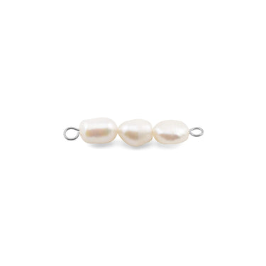 Silver Triple Freshwater Pearl Connector Charm