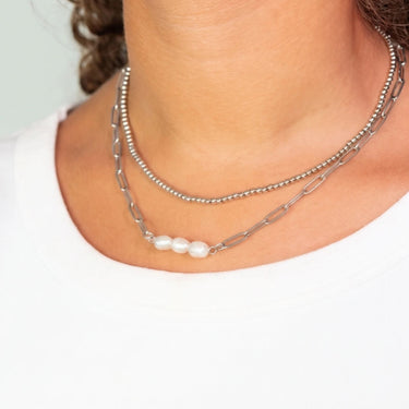Silver Triple Freshwater Pearl Connector Charm