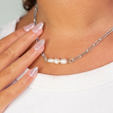 Silver Triple Freshwater Pearl Connector Charm