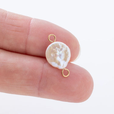 Gold Baroque Pearl Connector Charm- Scale shot 