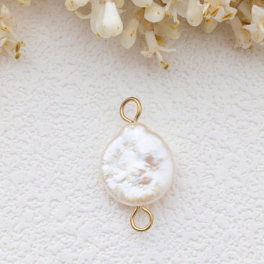Gold Baroque Pearl Connector Charm