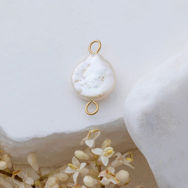 Gold Baroque Pearl Connector Charm