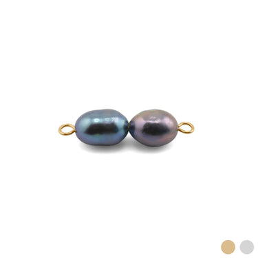 Gold Double Black Pearl Charm Connector Charm