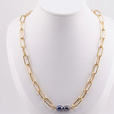 Gold Double Black Pearl Charm Connector Charm
