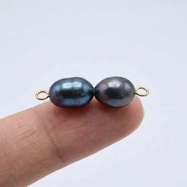 Double Black Pearl Charm Connector Charm- Scale shot 