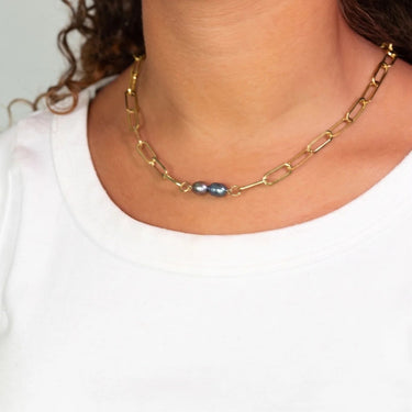 Gold Double Black Pearl Charm Connector Charm