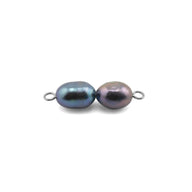 Silver Double Black Pearl Charm Connector Charm