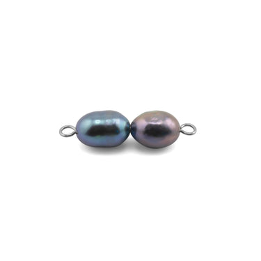 Silver Double Black Pearl Charm Connector Charm