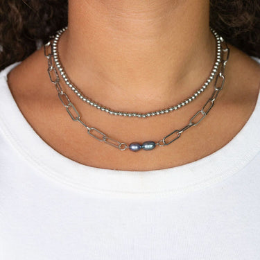 Silver Double Black Pearl Charm Connector Charm