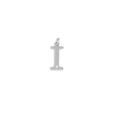 Stainless Steel Letter with Crystal Charm 15mm - I