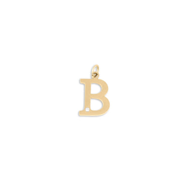 18K Gold PVD Stainless Steel Letter with Crystal Charm 15mm -B