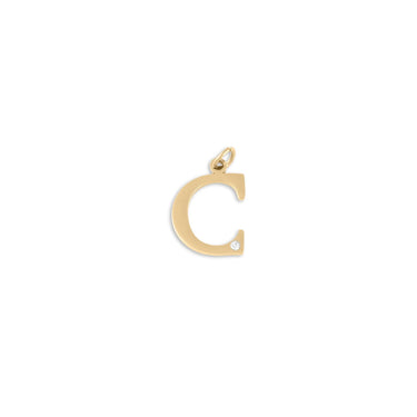 18K Gold PVD Stainless Steel Letter with Crystal Charm 15mm -C
