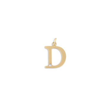 18K Gold PVD Stainless Steel Letter with Crystal Charm 15mm -D