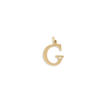 18K Gold PVD Stainless Steel Letter with Crystal Charm 15mm -G