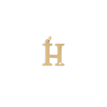 18K Gold PVD Stainless Steel Letter with Crystal Charm 15mm -H