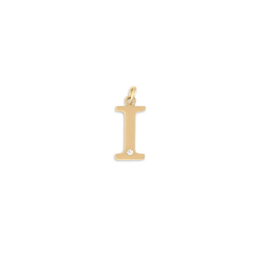 18K Gold PVD Stainless Steel Letter with Crystal Charm 15mm -I