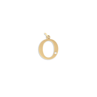 18K Gold PVD Stainless Steel Letter with Crystal Charm 15mm -O