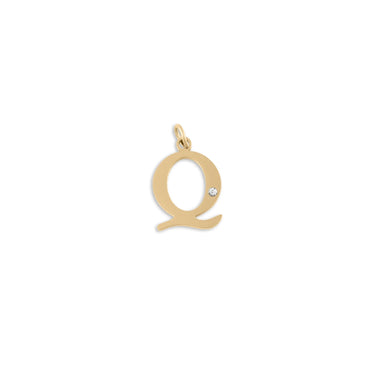 18K Gold PVD Stainless Steel Letter with Crystal Charm 15mm -Q