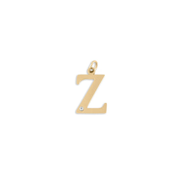 18K Gold PVD Stainless Steel Letter with Crystal Charm 15mm -Z