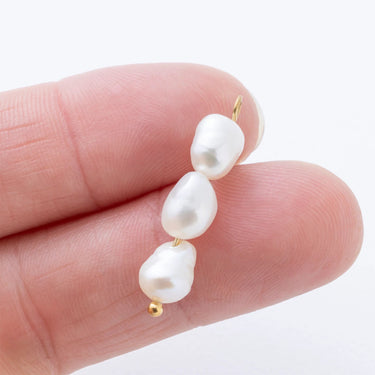 Gold Triple Freshwater Pearl Charm- Scale shot