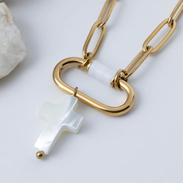 Gold Shell Cross Charm 