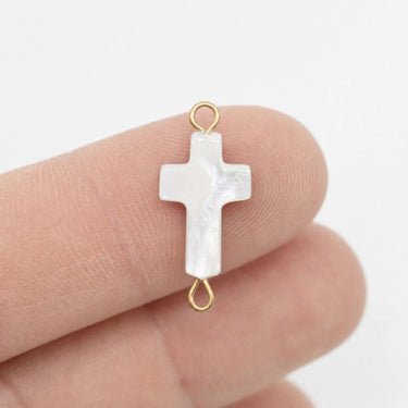 Gold Cross Connector Charm- Scale shot 