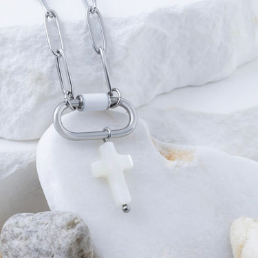 Silver Shell Cross Charm