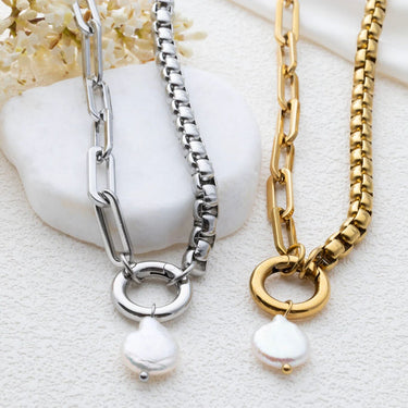 Gold and Silver Baroque Pearl Charm