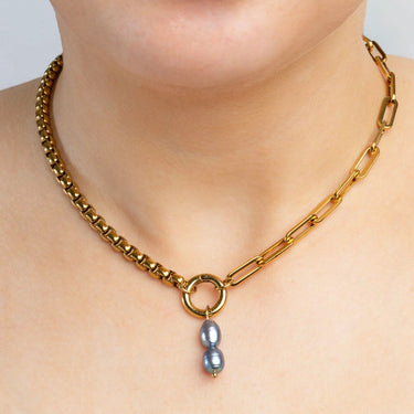 Gold Double Black Pearl Charm