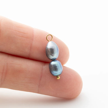 Gold Double Black Pearl Charm- Scale shot 