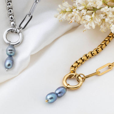 Gold and Silver Double Black Pearl Charms