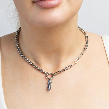 Silver Double Black Pearl Charm