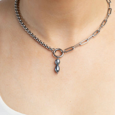 Silver Double Black Pearl Charm