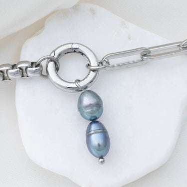 Silver Double Black Pearl Charm