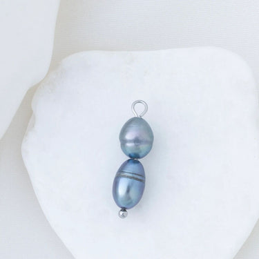 Silver Double Black Pearl Charm