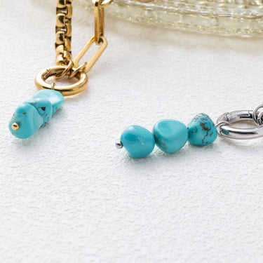 Gold and Silver Triple Turquoise Stone Charms