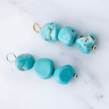 Gold and Silver Triple Turquoise Stone Charms