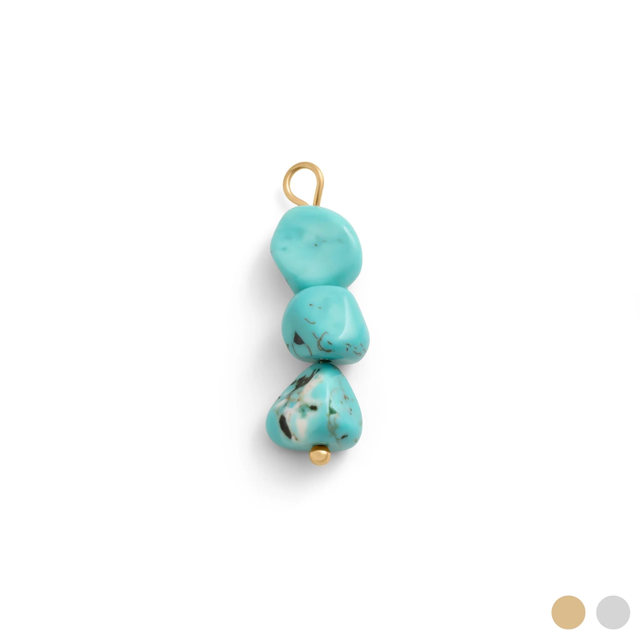 Gold Triple Turquoise Stone Charm