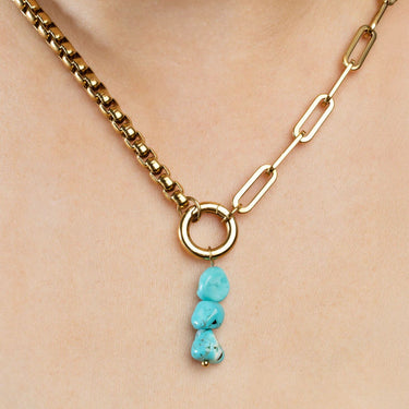 Gold Triple Turquoise Stone Charm